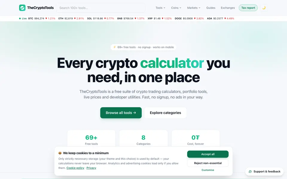 Главная страница thecryptotools.com